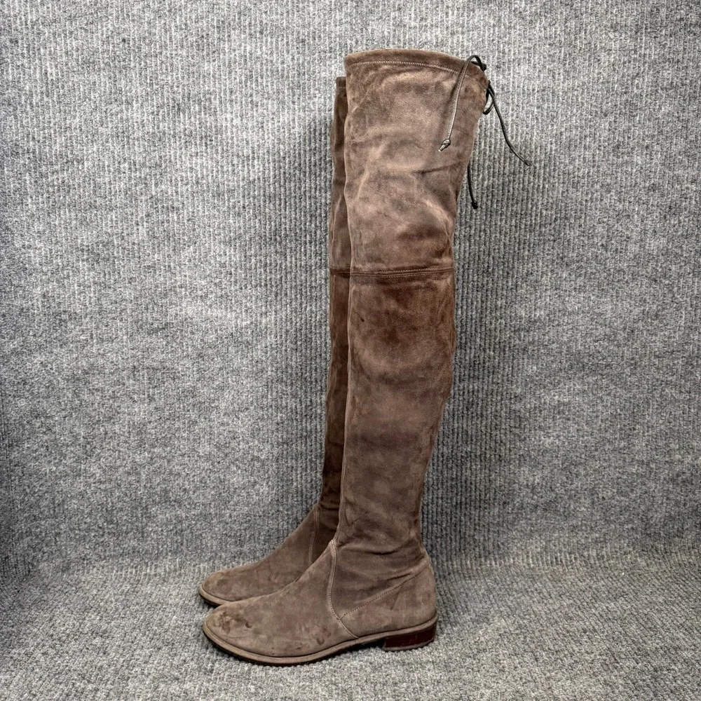 Stuart Weitzman Over Knee Boots Womens 8M Taupe Suede OTK Designer Discoloration